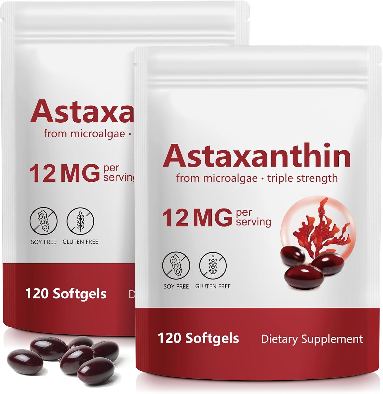 Tiuedu Astaxanthin 12mg, 120 Softgels, 4 Month Supply, Astaxanthin Antioxidant Supplements, Supports
