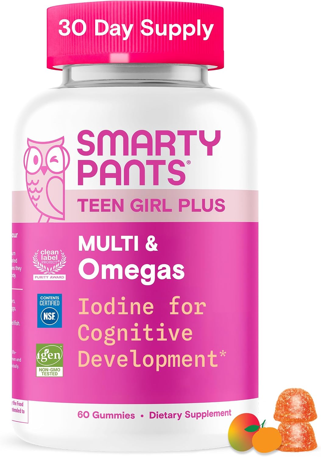 SmartyPants Teen Girl Multivitamin Gummies, Omega 3 (DHA/EPA), Vitamin C, D3, B12, Vitamin A, K &