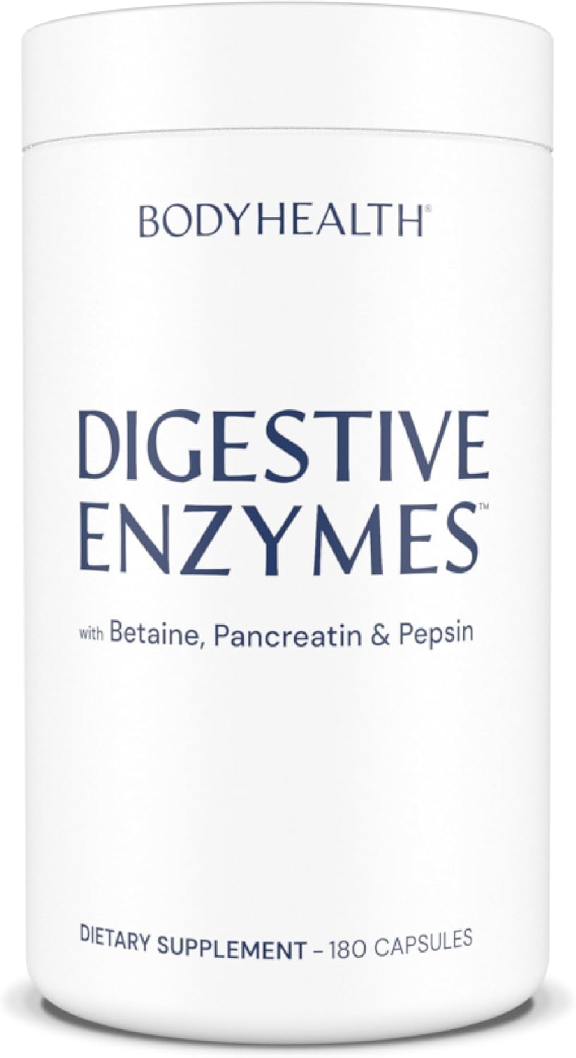 BodyHealth Digestive Enzymes Full Spectrum Digestive Support (180 caps), Betaine, Pepsin, Pancreatin