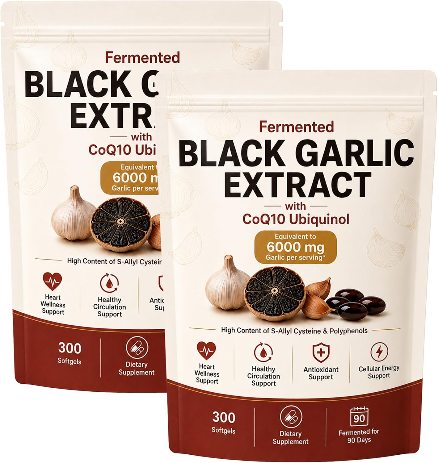 Fermented Black Garlic Extract Capsules, Daily Use for Adults, 600 Count