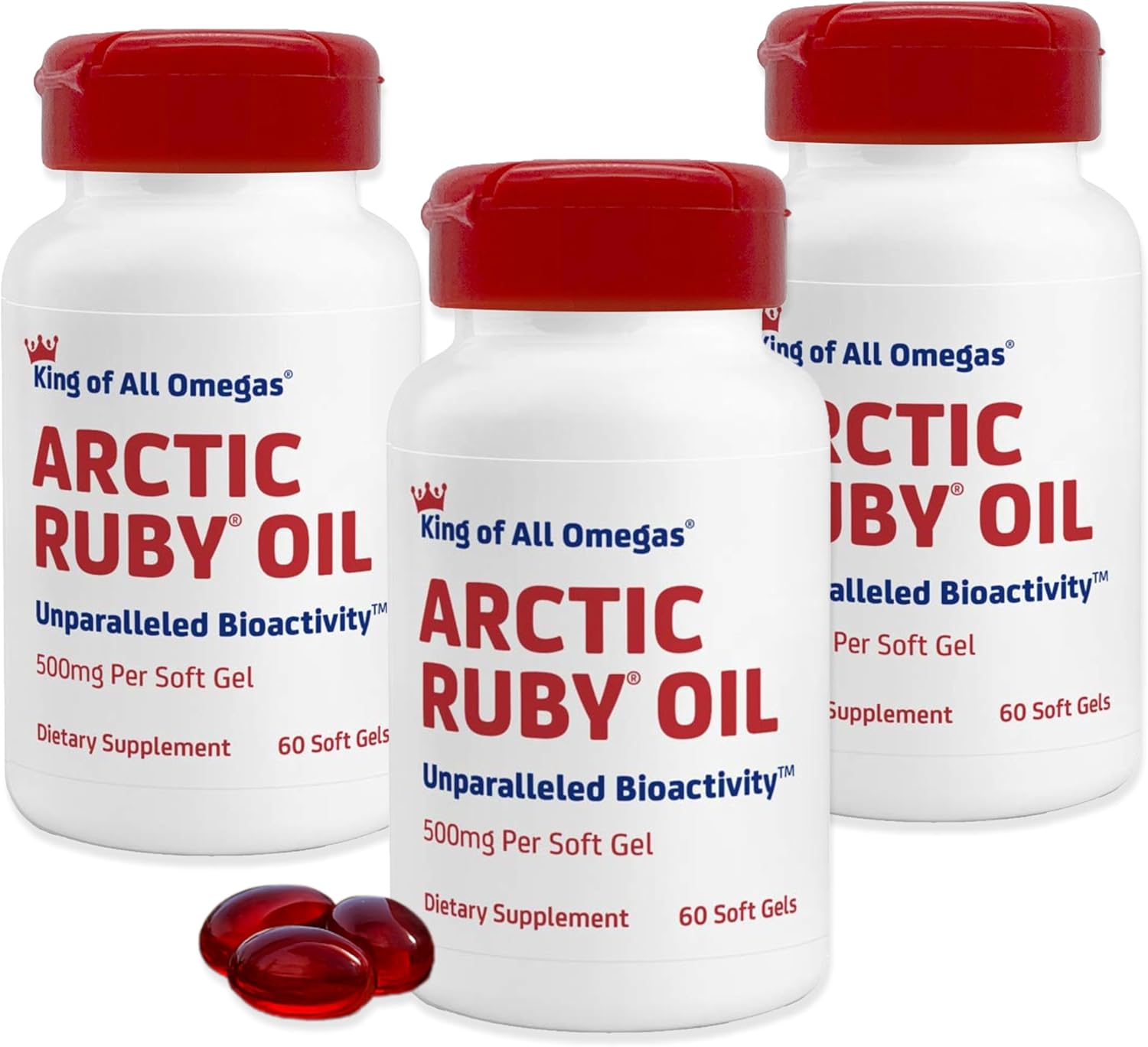Arctic Ruby Oil 1000mg Omega 3 Supplement with EPA DHA 60 Softgels, 3 Pack