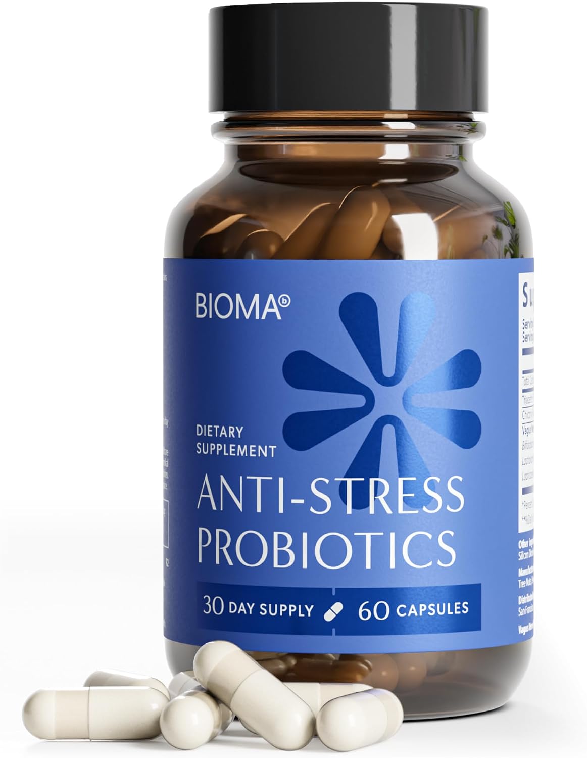 BIOMA Anti-Stress Probiotics – 3-in-1 Gut-Brain Axis Support for Stress Relief & Mood – Prebiotics,