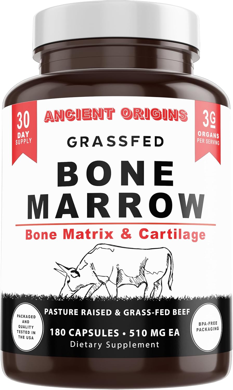 Grass Fed Bone Marrow Supplement, 3060mg, Skin, Oral Health, and Joint Support Supplement, Promotes Whole-Body