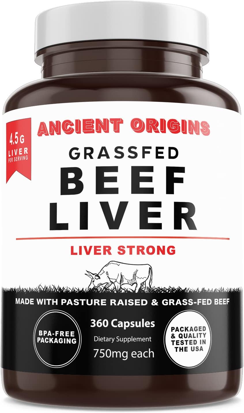 Ancient Origins Grass Fed Beef Liver Two Month Supply, Supports Energy Production, Cleansing, Digestion,