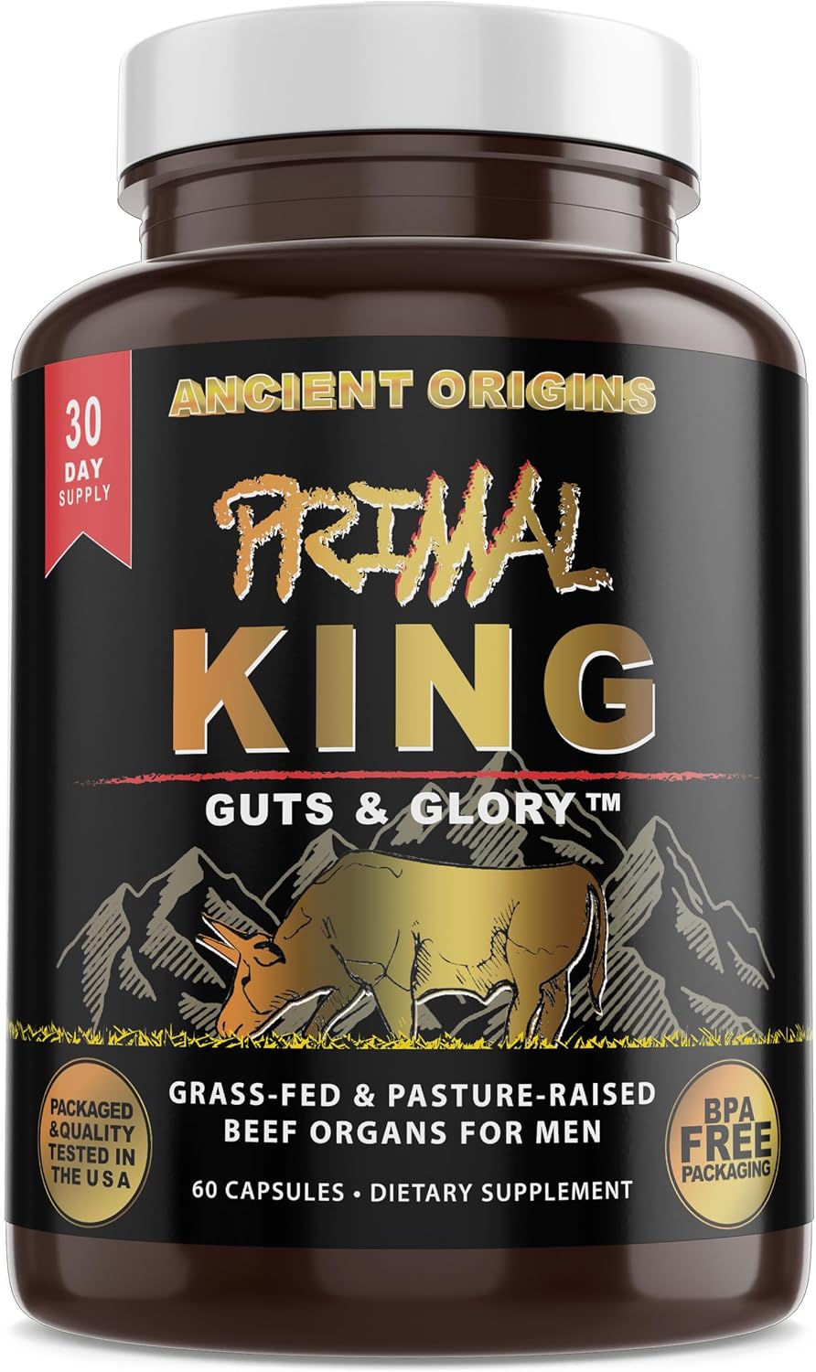 Primal King Grass Fed Beef Organ Supplement for Men – 7 Organ Complex with Beef Testicle, Liver &