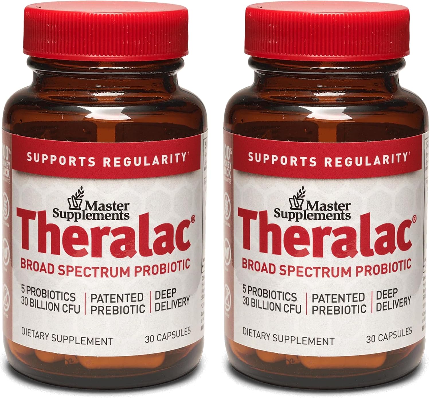 Master Supplements Theralac – 30 Capsules, Pack of 2 – Multi-Strain Probiotic for Optimal