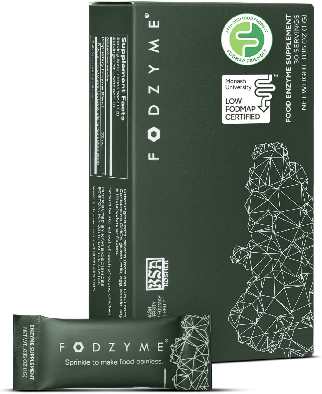 FODZYME® On-The-Go Digestive Enzymes for Gut Health, Relief for Bloating, Gas, Constipation, Diarrhea,