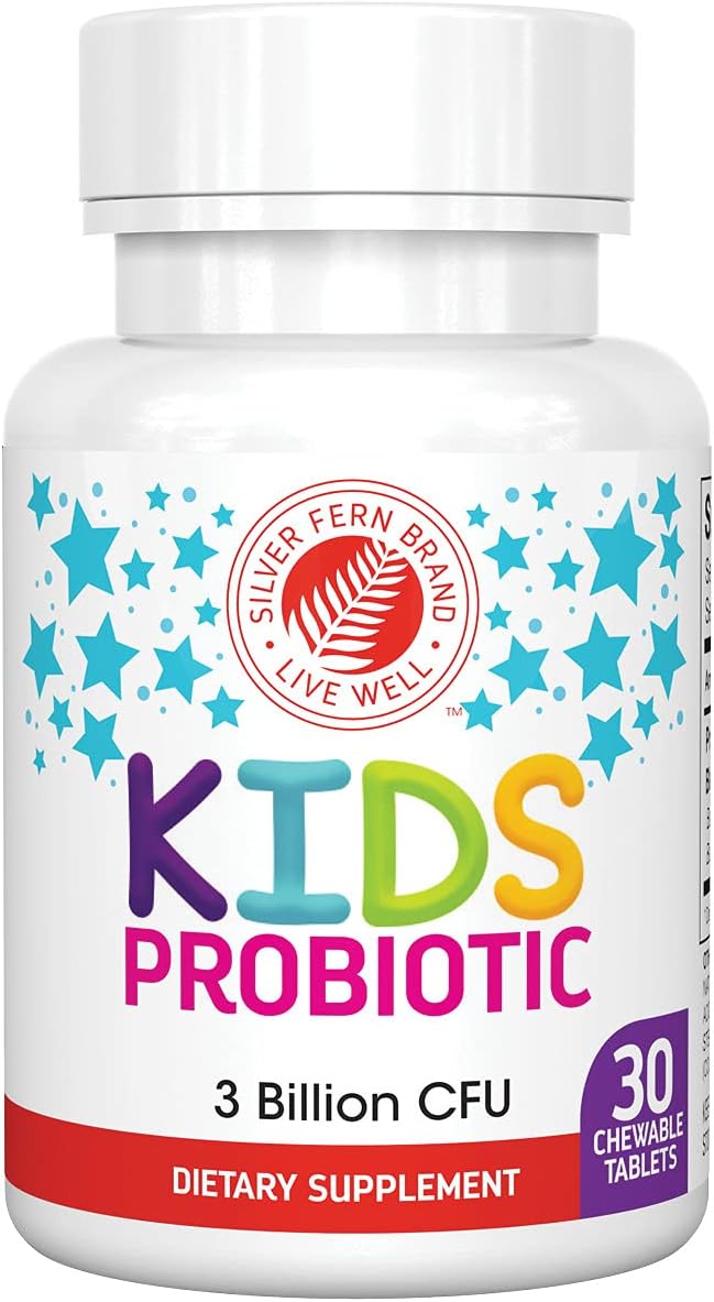 Silver Fern Brand Kids Ultimate Probiotic – 1 Bottle – 30 Chewable Tablets