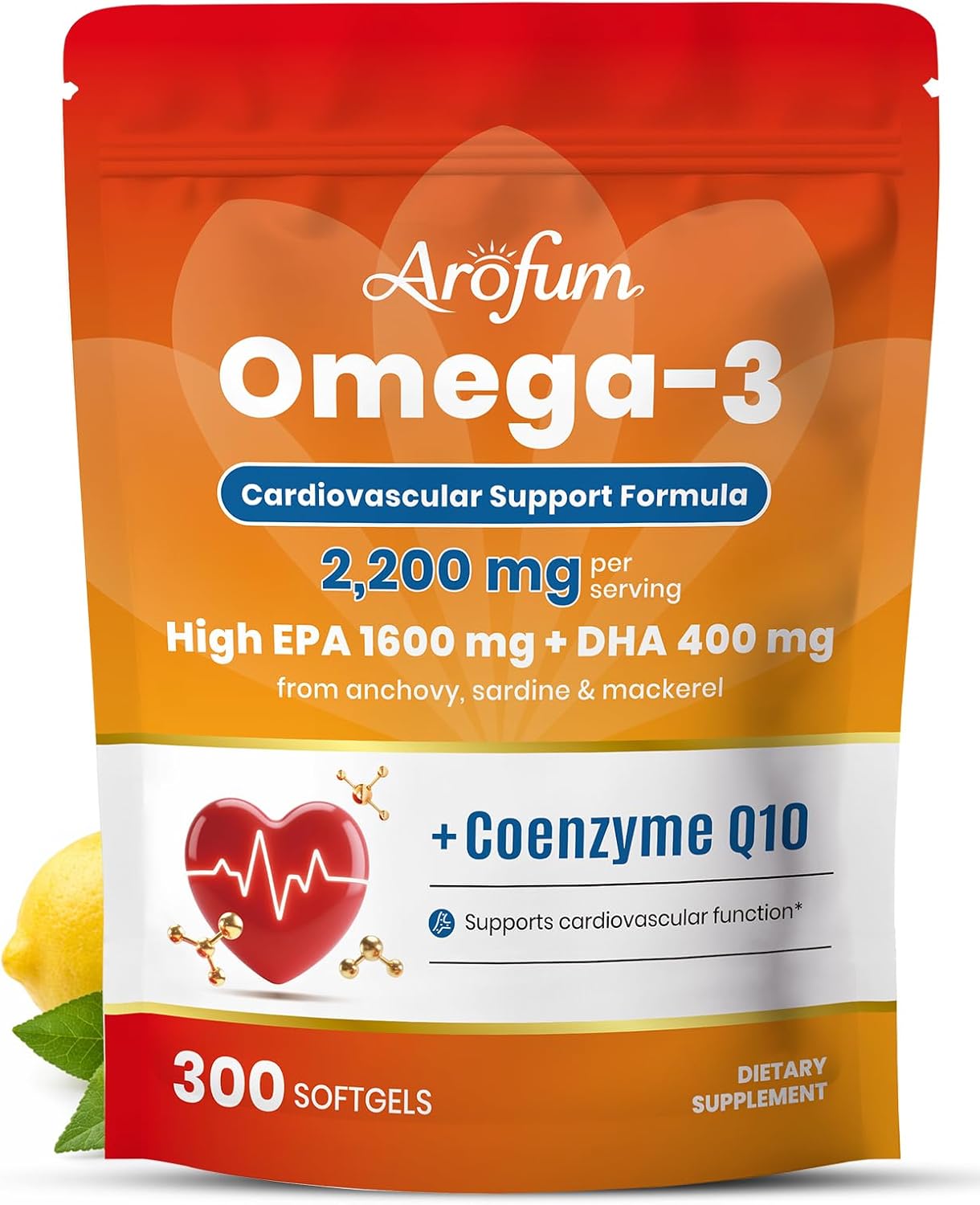 Omega 3 Fish Oil Supplements with CoQ10 for Daily Wellness Support