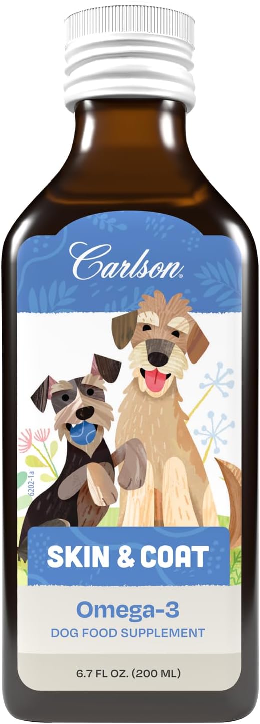 Carlson Omega-3 Fish Oil Liquid for Dogs, Supports Skin & Coat, Joint & Heart Health, Liquid