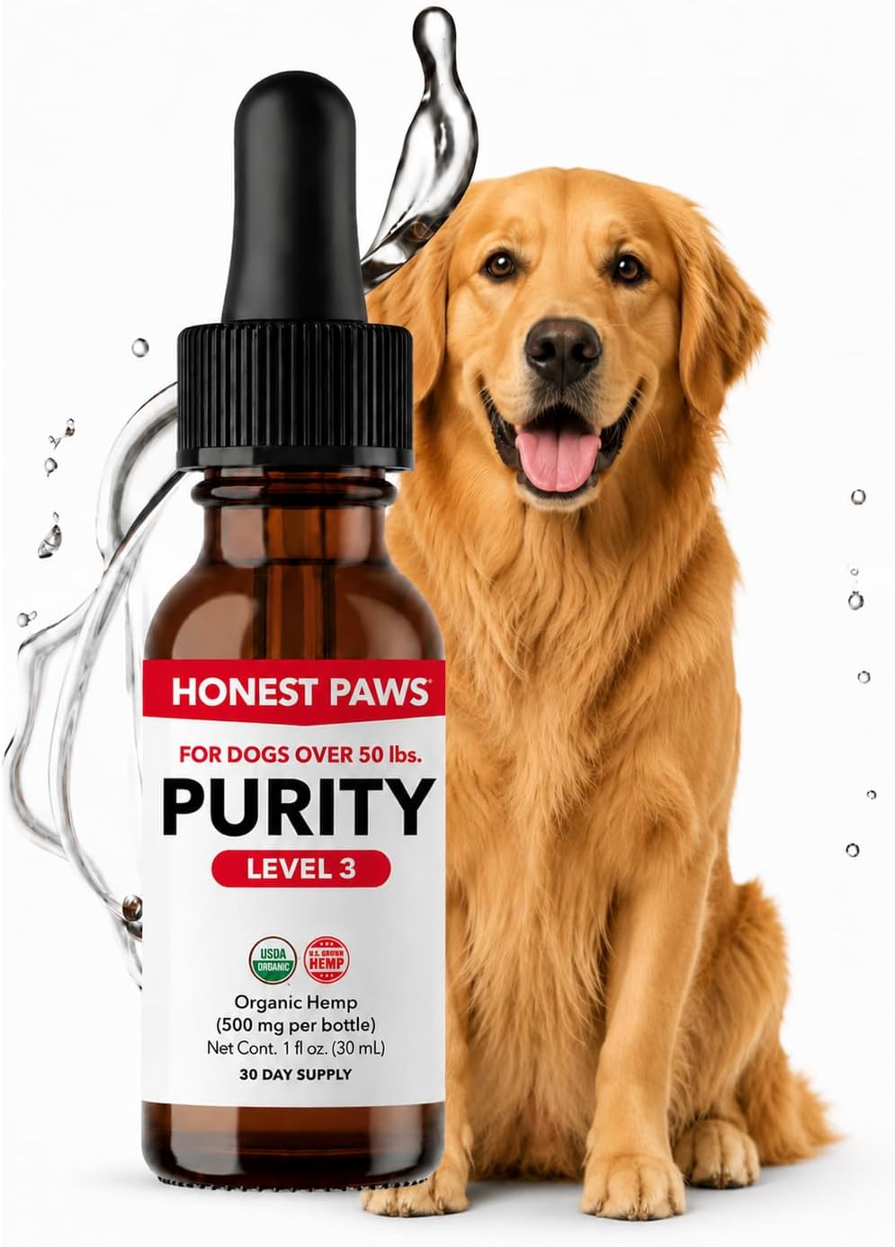 Hemp Oil for Dogs Over 50 lbs, Omega 3-6-9 Joint Support & Calming, 1oz