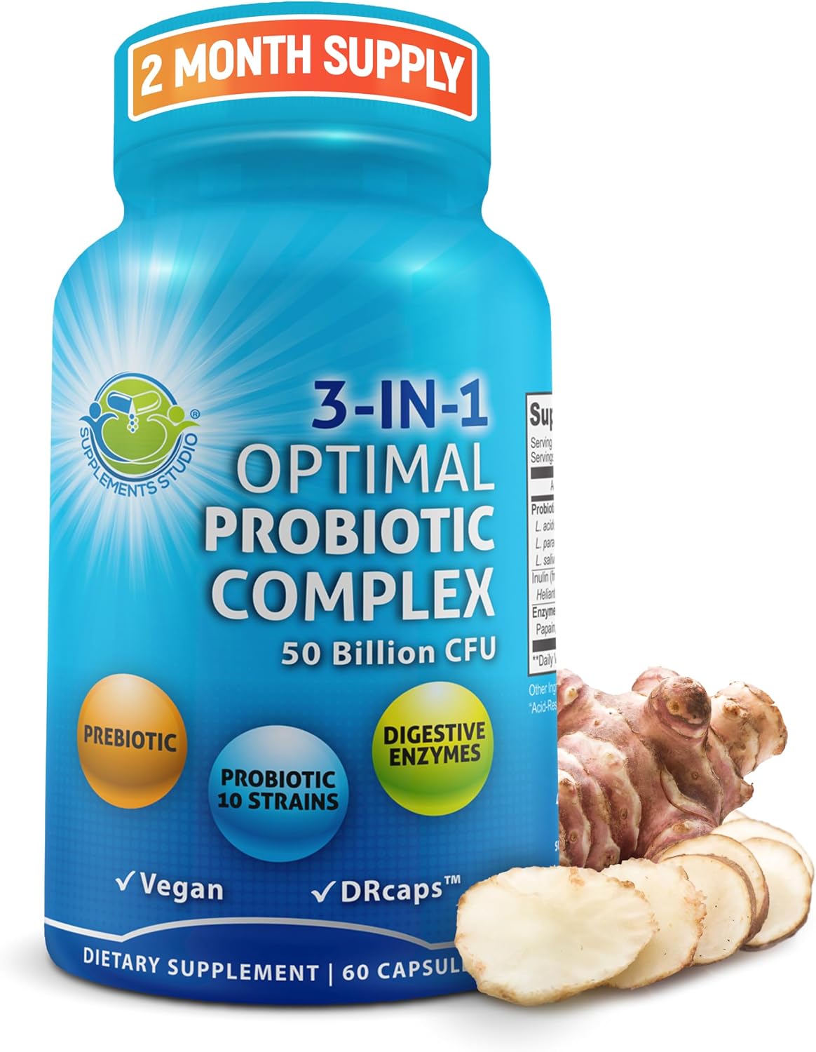 Probiotic Prebiotic and Digestive Enzymes for Women & Men – 3-in-1 Complex