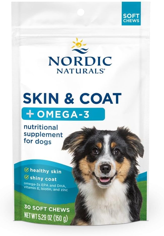 Nordic Naturals Dog Omega-3 Chews, Skin & Coat – EPA/DHA – 30 Count