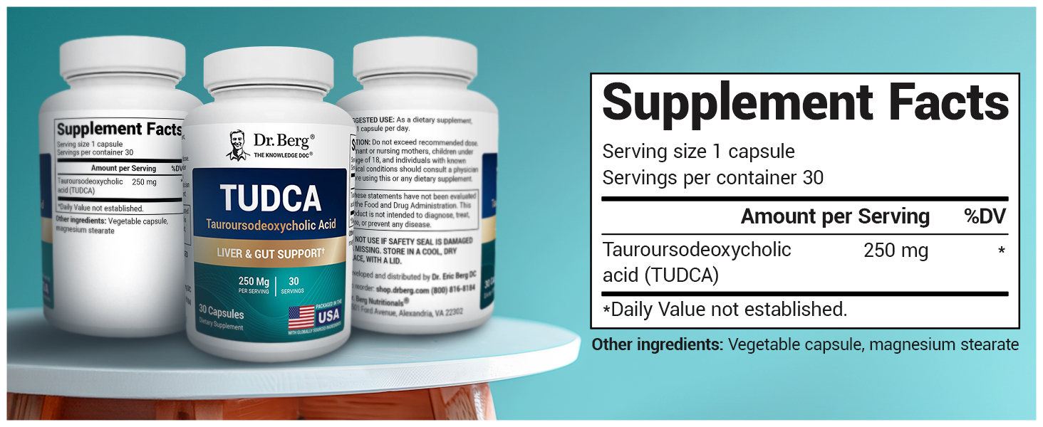 Dr. Berg TUDCA Supplement Premium A+ Content gut health liver health liver function digestion