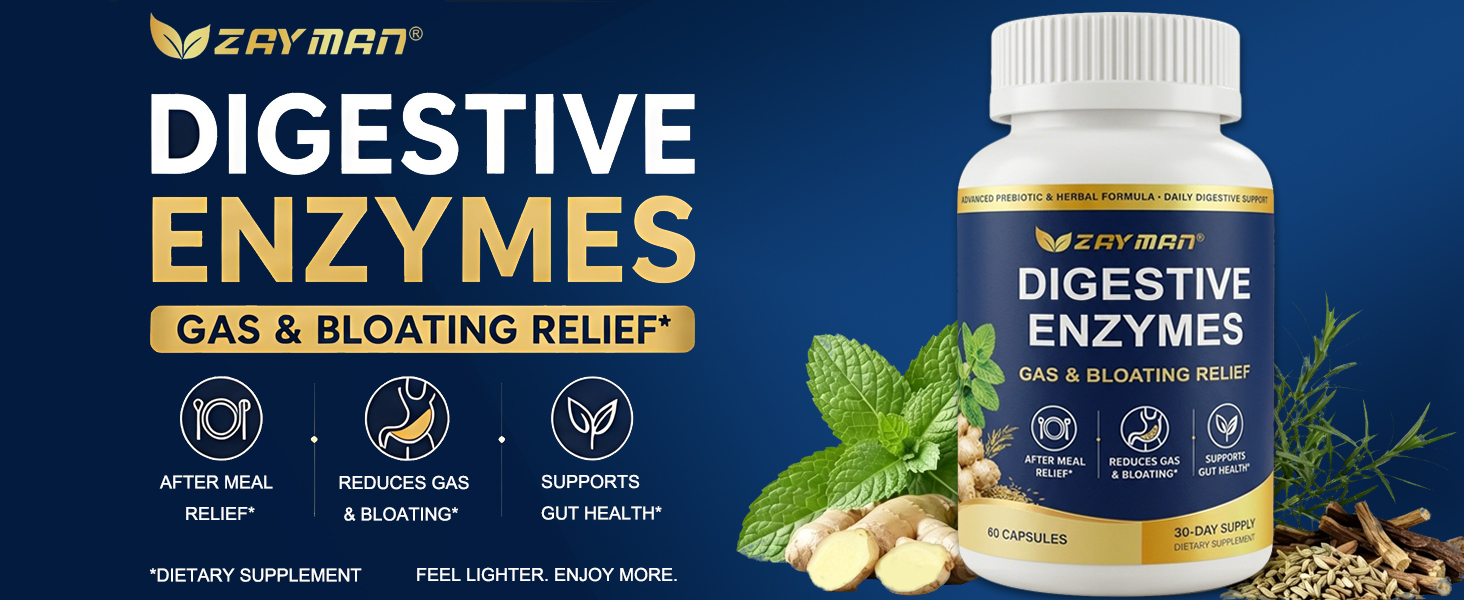 ZAYMAN Digestive Enzymes for Bloating and Gas Relief, Gut Health Supplement