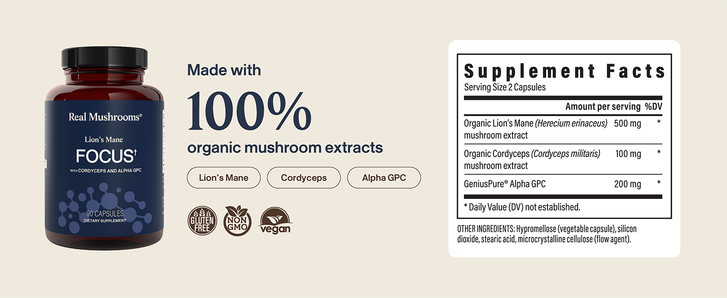 Real Mushrooms Lion&amp;#39;s Mane Focus
