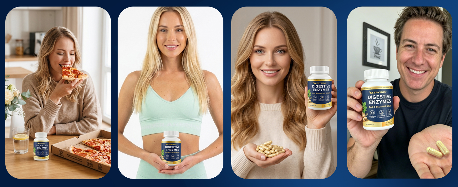 Happy customers enjoying digestive enzyme supplements