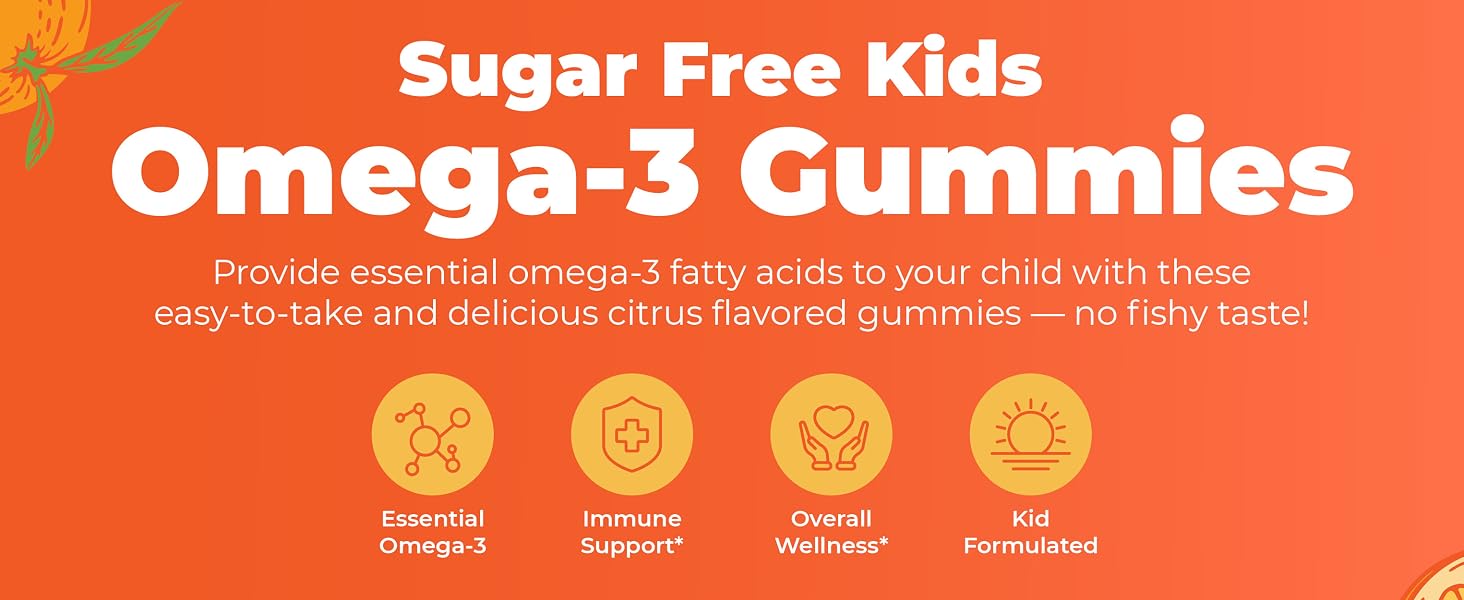 Kids Omega 3 Gummies, Orange, 60 ct