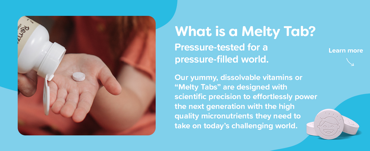 Our vitamins are designed to melt in your kid's mouth for easy intake and nutritional support.