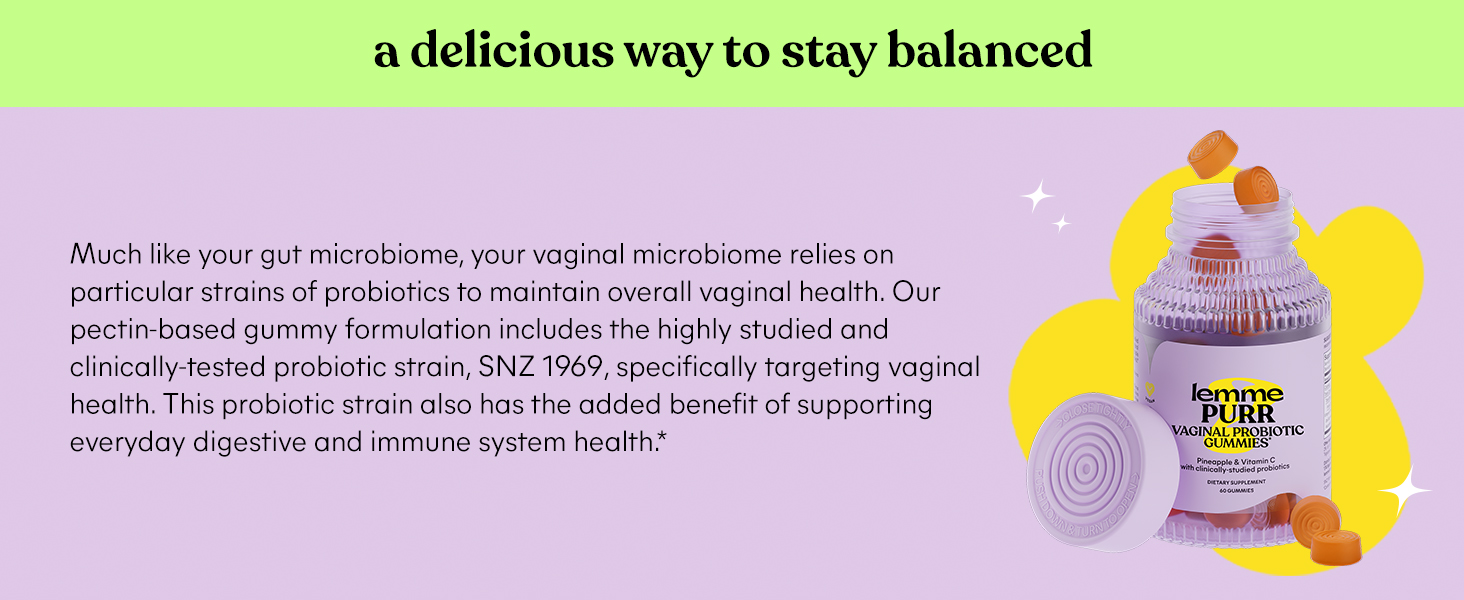 A delcious way to stay balanced; clinically-studied for vaginal health