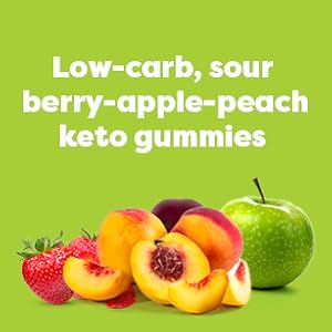 low-carb sour berry apple peach keto gummies