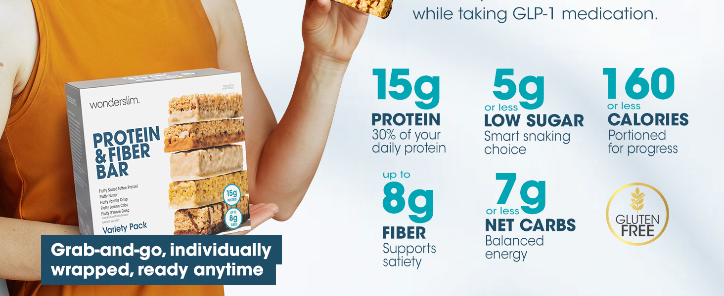 protein fiber bars wonderslim healthy weight loss management diet snack low calorie sugar