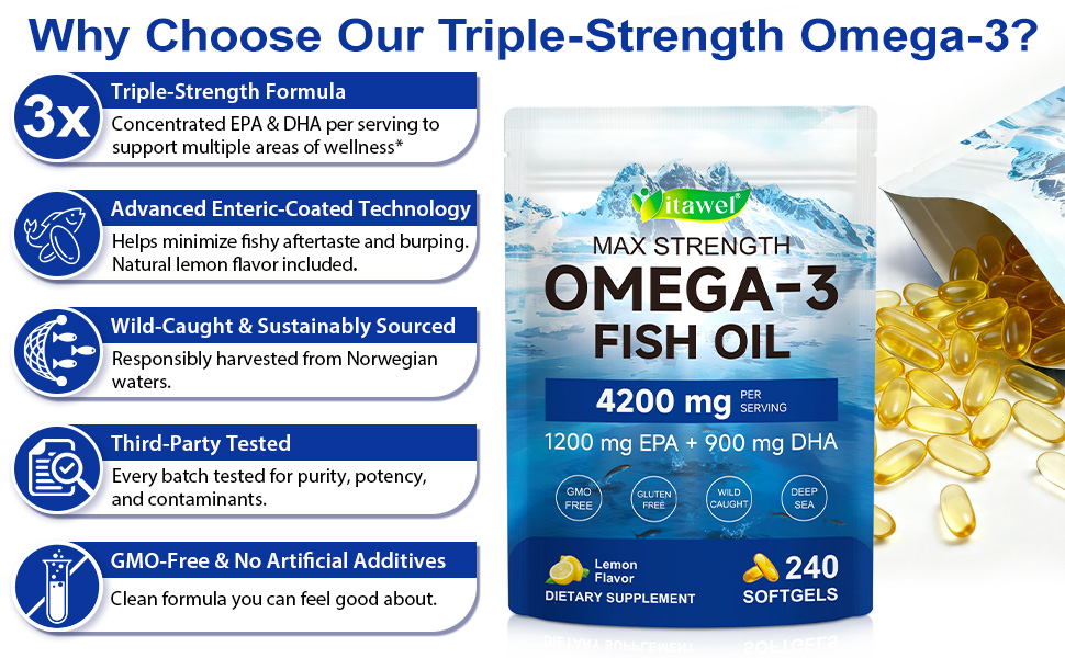 omega-3 fish oil softgels