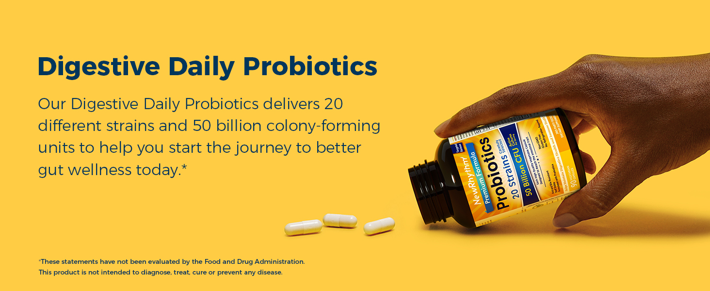NewRhythm Probiotic delivers 20 different strains, 50 billion CFU probiotics