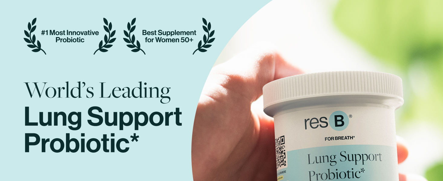 res B Lung Support Probiotic all-natural formula with turmeric, holy basil, and vasaka.