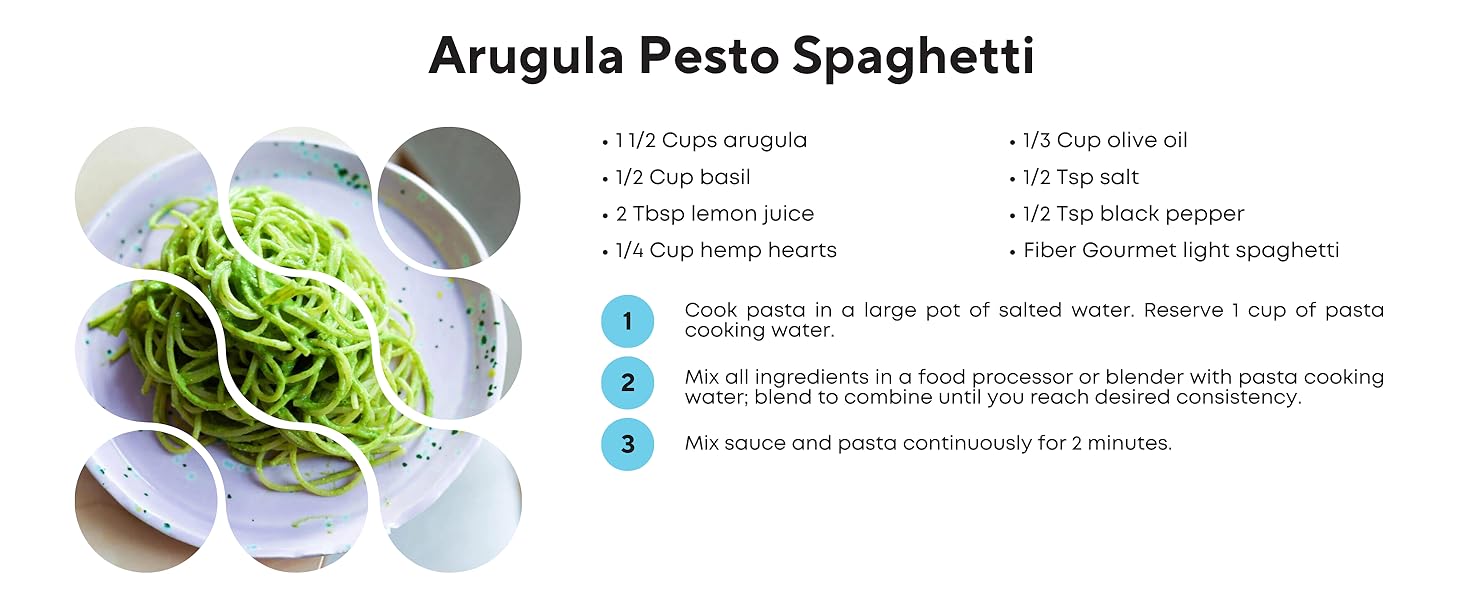 Fiber Gourmet Spaghettis, low net carb delicious pesto spaghetti recipe, healthy pasta recipes