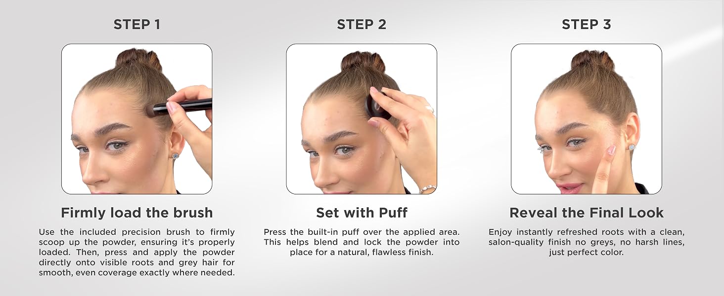 Dark Brown Root Touch Up Powder Steps