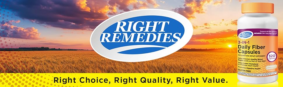 Updated Right Remedies Psyllium Husk powder Daily Fiber Capsules 320ct