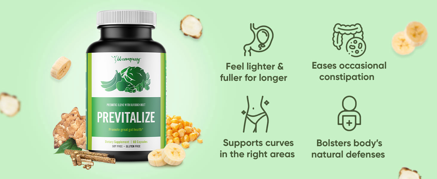 BB Company Previtalize benefits include easing occassional constipation, and body natural defenses