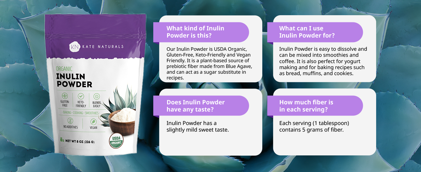 inulin powder prebiotic fiber yogurt sugar sweetener nutrients organic coffee smoothies