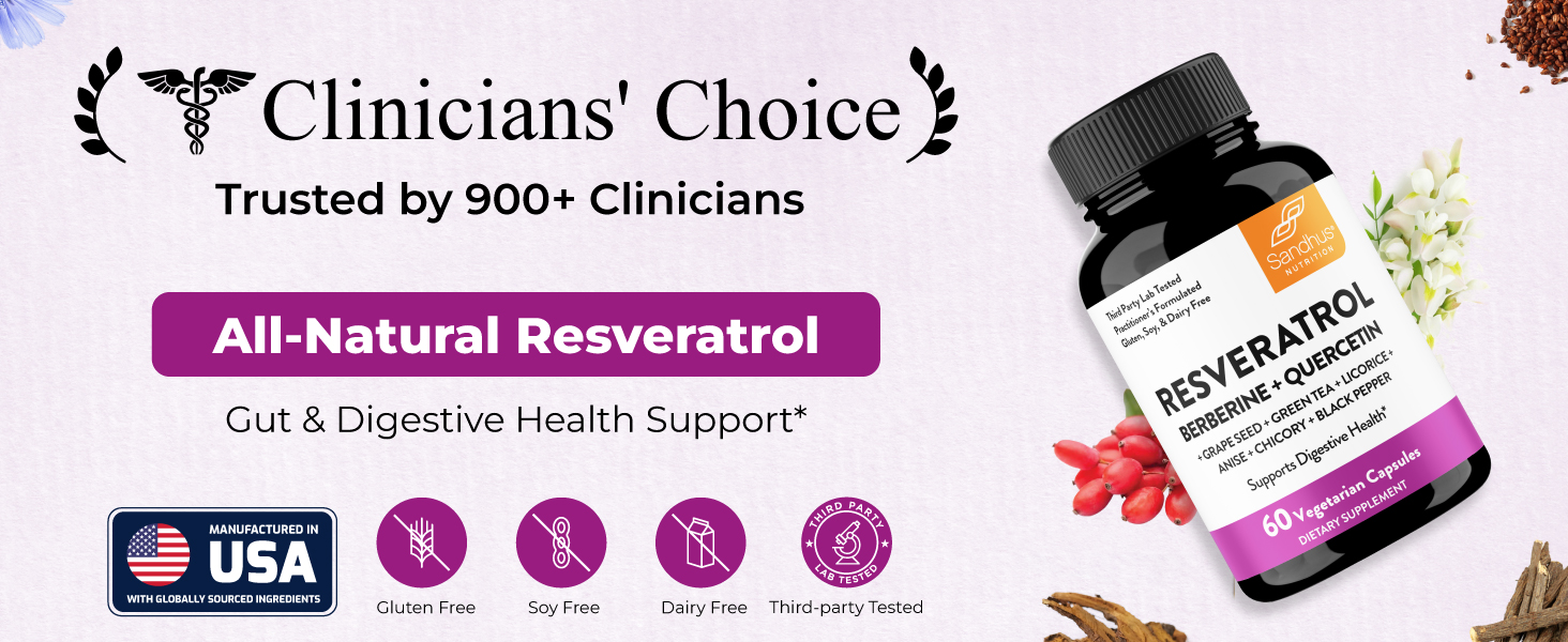 Sandhu's all-natural resveratrol capsules, gluten free, soy free, dairy free